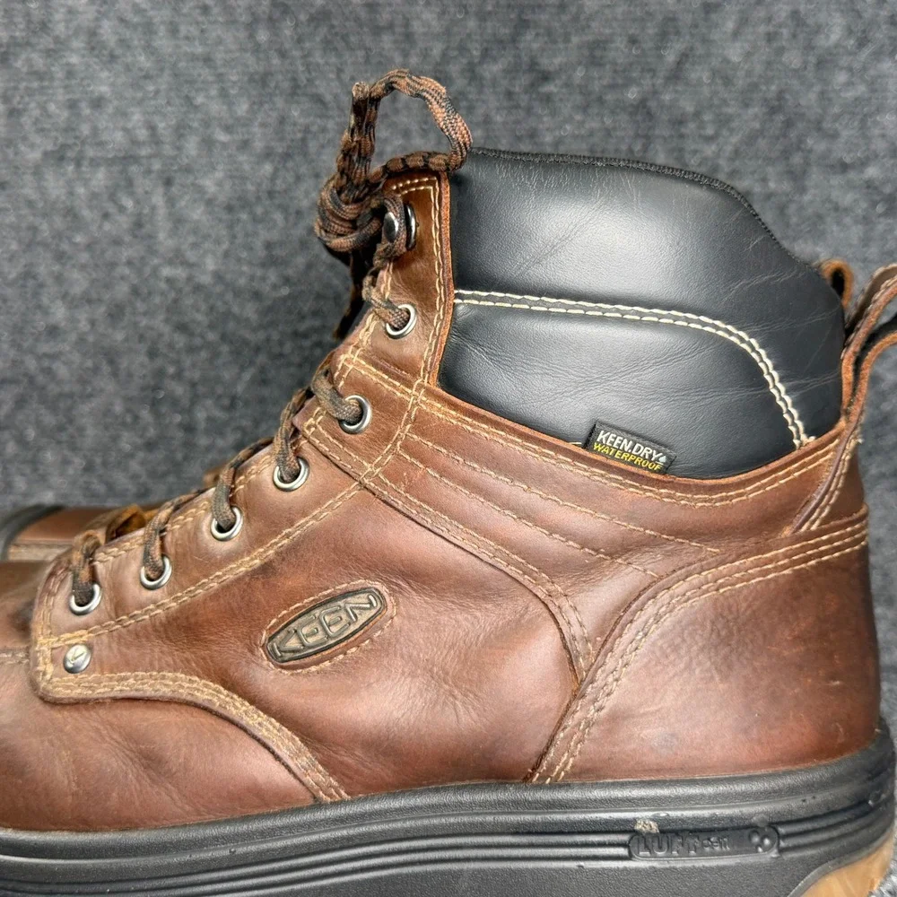 Keen Fort Wayne 6 Inch Work Boots Mens 11.5D Brown Leather Waterproof Carbon Toe